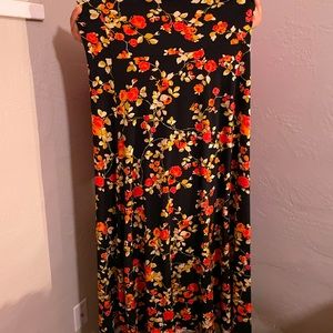 Orange roses on black LulaRoe Maxi Skirt/halter/dress